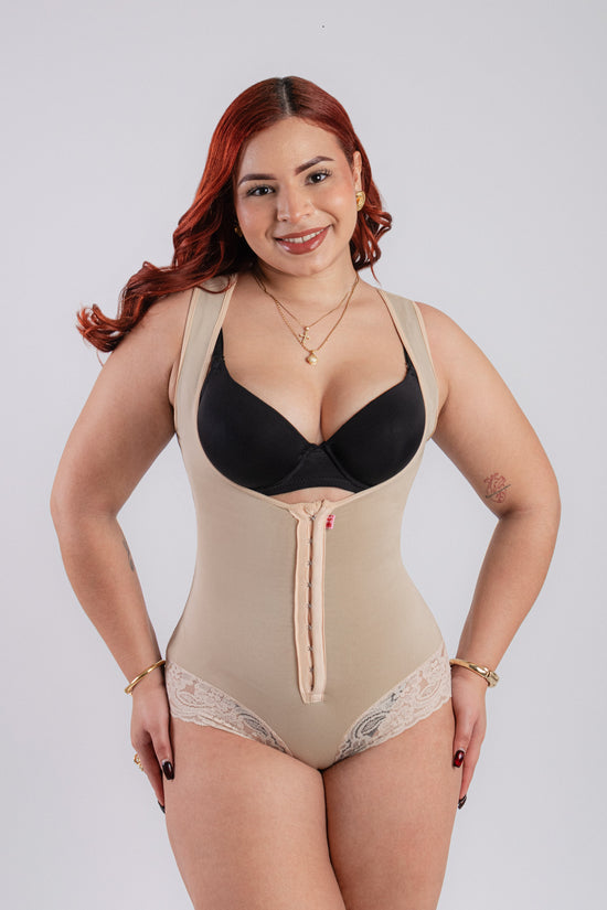 BODY DOBLE COMPRESION MANGA CERO BEIGE